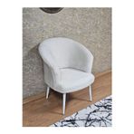 Zafir Tekli TEDDY Beyaz Boyalı Sivriltme Ayak Çay Seti Koltuk Tekli Berjer , Balkon, Salon, Ofis Krem Renk 40,5 Boyut/Ebat