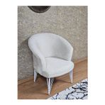 Zafir Tekli TEDDY Beyaz Boyalı Telli Ayak Çay Seti Koltuk Tekli Berjer , Balkon, Salon, Ofis Krem Renk 40,5 Boyut/Ebat