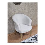 Zafir Tekli TEDDY Gold Kaplama Telli Ayak Çay Seti Koltuk Tekli Berjer , Balkon, Salon, Ofis Krem Renk 40,5 Boyut/Ebat