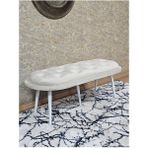 Zafir Ufo Oturak Bench - Beyaz Boyalı Sivriltme Ayak - Oturak - Bench - Puf - Yatak Ucu Pufu Krem Renk 100 x 50 Boyut/ebat - Renkli