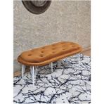 Zafir Ufo Oturak Bench - Beyaz Boyalı Telli Ayak - Oturak - Bench - Puf - Yatak Ucu Pufu Turuncu Renk 100 x 50 Boyut/ebat - Renkli