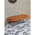 Zafir Ufo Oturak Bench - Krom Kaplama Sivriltme Ayak - Oturak - Bench - Puf - Yatak Ucu Pufu Turuncu Renk 100 x 50 Boyut/ebat - Renkli