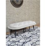Zafir Ufo Oturak Bench - Siyah Boyalı Sivriltme Ayak - Oturak - Bench - Puf - Yatak Ucu Pufu Krem Renk 100 x 50 Boyut/ebat - Renkli