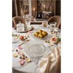 zafirax Desenli Cam Tatlı Tabağı Şeffaf Sunum Tabağı 6’lı Set