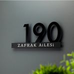 Zafrak Reklam Kişiye Özel Daire Villa Kapı Numarası ve Isimlik , Alüminyum Kompozit 40X20 cm - 1 Adet