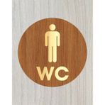 Zafrak Reklam Lazer Kesim Gold Pleksi Ahşap Wc Tuvalet Tabelası Erkek Yönlendirme Levhası 15X15cm - 15 x 15 cm - 1 Adet