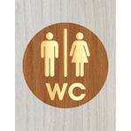 Zafrak Reklam Lazer Kesim Gold Pleksi Ahşap Wc Tuvalet Tabelası Kadın & Erkek Yönlendirme Levhası 15X15cm - 15 x 15 cm - 1 Adet