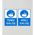 Zafrak Reklam Temiz Kirli Galoş Takım 9X20 cm Tabela Levha Pvc - 9x20cm - 9 x 20 cm - 1 Adet