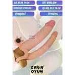 ZAGA OYUN 241077753216 2,5 Cm Uzatmalı Çiftli İçi Boş Titreşimli 18 Cm Çatal Dildo Penis Kılıfı