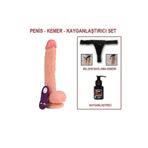 Zaga Oyun 26 Cm Belden Bağlamalı Titreşimli Realistik Dildo Penis Set