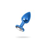 Zaga Oyun Metal Clear Taşlı Mavi Anal Plug Orta Boy