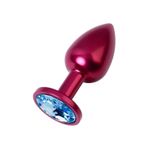 Zaga Oyun Metal Mavi Taşlı Kırmızı Anal Plug Orta Boy