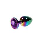 Zaga Oyun Metal Mor Taşlı Rainbow Anal Plug Orta Boy