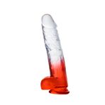 Zaga Oyun Myst Color Dildo Realistik Jel Dokuda Vantuzlu Ultra Yumuşak Şeffaf Kırmızı Yapay Penis