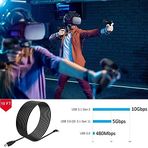 ZahoTse for Oculus quest VR link cable USB3.2 GEN1 type A-C（No amplifier） ，Cable for Oculus Quest 2/Quest Steam VR Gaming and Charging，5M（XDT-USB3-AC-B-5M） Black