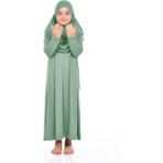 Zahranur Çoçuk Namaz Elbisesi - 6 - 8 Yaş - Antrasit - Fıstık Yeşili