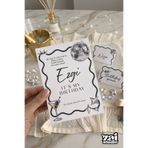 ZaiStudio parti davetiye kart seti (davetiye kartı+kişiye özel masa isimlik) 10 adet Bride to be, Doğum günü party