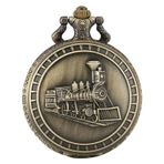 ZALTAS Retro Bronz Alaşımlı Lokomotif Tren Desen Kuvars Cep İzle Antika Kolye Zinciri