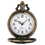 ZALTAS Retro Kuvars Cep İzle Bronz Kolye Saat 80cm / 38cm Kanca Zincirli Kolye Fob Saat