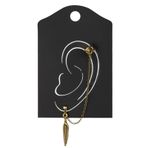 Zamak Obje Zincir Ear Cuff Küpe Etnik Renk Tüy