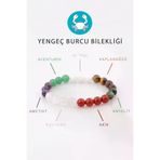 Zamansız Moda BSY-ABDT-020891 Yengeç Burcu Taşlarından Oluşan Doğal Taş Bileklik 8 Mm Küre Kesim - Burç Bilekliği