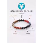 Zamansız Moda HPSN-ABDT-020889 Oğlak Burcu Taşlarından Oluşan Doğal Taş Bileklik 8 Mm Küre Kesim - Burç Bilekliği
