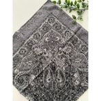 Zambak Büyük Şebnem Desen Pamuk Eşarp - Gri - 105 x 105 cm