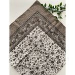 Zambak Büyük Verd Desen Pamuk Eşarp - Taş - 105 x 105 cm