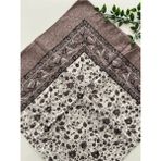 Zambak Büyük Verd Desen Pamuk Eşarp - Vizon - 105 x 105 cm