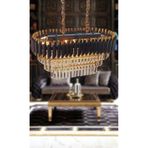 Zamira 75x35 Cm Kristal Taşlı 3 Katlı Yemek Masası Üstü Lüks Avize - Yatak Odası - Salon - Mutfak - Hol