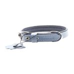 Zampa Flatiron 2x42 cm Lacivert Turkuaz Yumuşak Dokulu Gerçek Deri Köpek Tasması