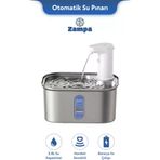 Zampa Kedi ve Köpekler İçin Kare Sensörlü Bataryalı Çelik Otomatik Su Pınarı 2.8 Litre