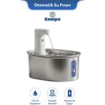 Zampa Kedi ve Köpekler Için Oval Sensörlü Bataryalı Çelik Otomatik Su Pınarı 3.2 Litre - Gri