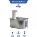 Zampa Kedi ve Köpekler İçin Oval Sensörlü Bataryalı Çelik Otomatik Su Pınarı 3.2 Litre