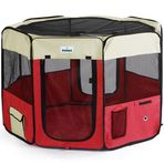 Zampa Krem Kırmızı 96x96x61 cm Pet Park Oyun Alanı