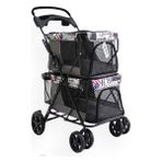 Zampa Twins Gri 2li Kedi & Köpek Arabası 51x85x100 cm Çelik Malzeme ile 20 kg Taşıma Kapasitesi