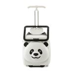 Zampago Panda Tasarımlı Oturulabilir Çocuk Valizi Düşme Engelleyici, Seyahat Tipi Bavul Beyaz