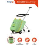 Zampago Robix Kabin Boy Çocuk Valizi- Binilebilir, Düşme Engelleyici - Yeşil