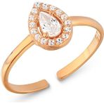Zanaat Silver 925 Ayar Gümüş Ayarlanabilir Zirkon Taşlı Damla Model Yüzük - Rose