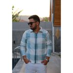 Zanzino Erkek Ekoseli Polar Ceket - Ekose - Yeşil - XL