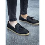Zapatos CH141 Croco Erkek Günlük Bağcıksız Hasır Taban Loafer Cilt Klasik Ayakkabı Cht - Siyah - 001-Siyah