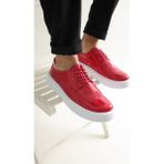 Zapatos CH149 Changer Over Erkek Günlük Bağcıklı Rugan Klasik Ayakkabı Rbt - Kırmızı - Beyaz