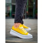 Zapatos Kb-Cx3 Erkek Günlük Bağcıklı Keten Kısa Spor Sneaker Ayakkabı Kbt - Sarı - Beyaz