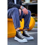 Zapatos Kb-Cx3 Erkek Günlük Bağcıklı Keten Uzun Spor Sneaker Ayakkabı Kbt - Siyah - 001-Siyah