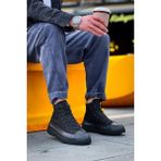 Zapatos Kb-Cx3 Erkek Günlük Bağcıklı Keten Uzun Spor Sneaker Ayakkabı Kst - Siyah - 001-Siyah