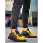 Zapatos KB-X46 Erkek Günlük Bağcıklı Paraşüt Kumaş Süet Spor Sneaker Ayakkabı Pksst - Siyah/sarı - 001-Siyah