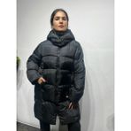 Zaracan Kapşonlu Uzun Şişme Mont - 01-Siyah - 40