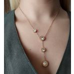 Zaradise Accessories Kadın Taşlı Donut Uçlu Rose Gold Renkli Çelik Kolye