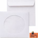 Zarfsan Pencereli CD Zarfı 90 gr – 12.5 cm x 12.5 cm - 50 Adet - Beyaz-