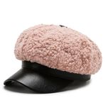 Zarif Bulanık Visor Newsboy Moda Şapka Kap Bere Kadınlar için Hafif Deri Dekoratif Sahte, Pembe335, One Size